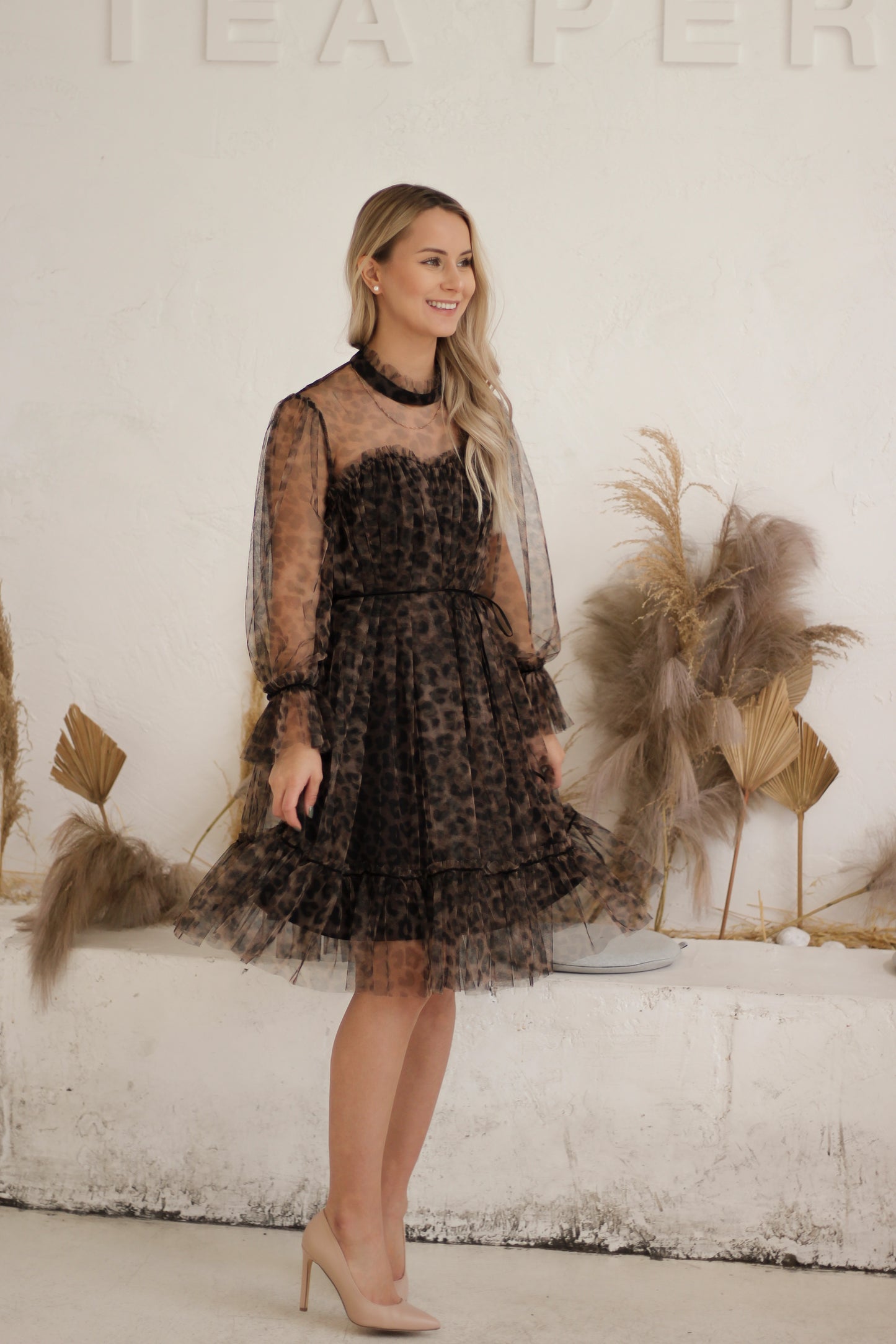 Estelle Leopard Print Tulle Dress