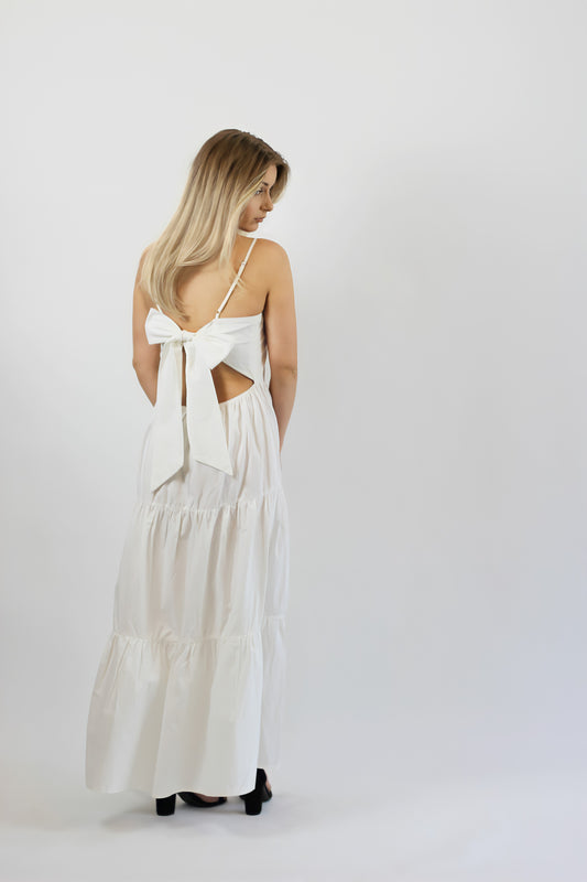 white bow dress maxi