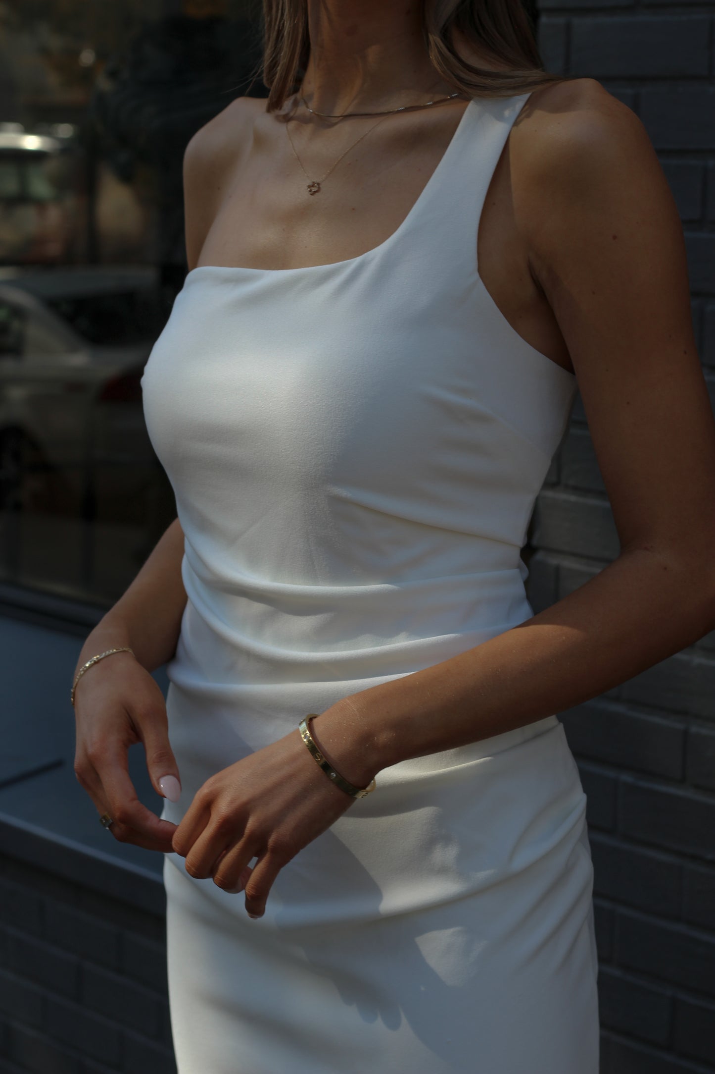 one shoulder top dress touching white skin tight body con cocktail dress short 